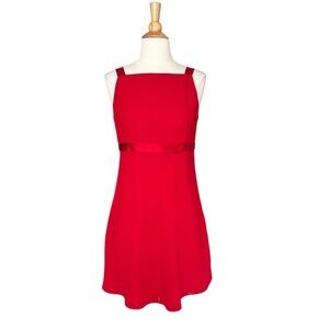 SCOTT MCCLINTOCK Vintage Red Satin‎ A-Line Cocktail Mini Dress Made USA Size 8